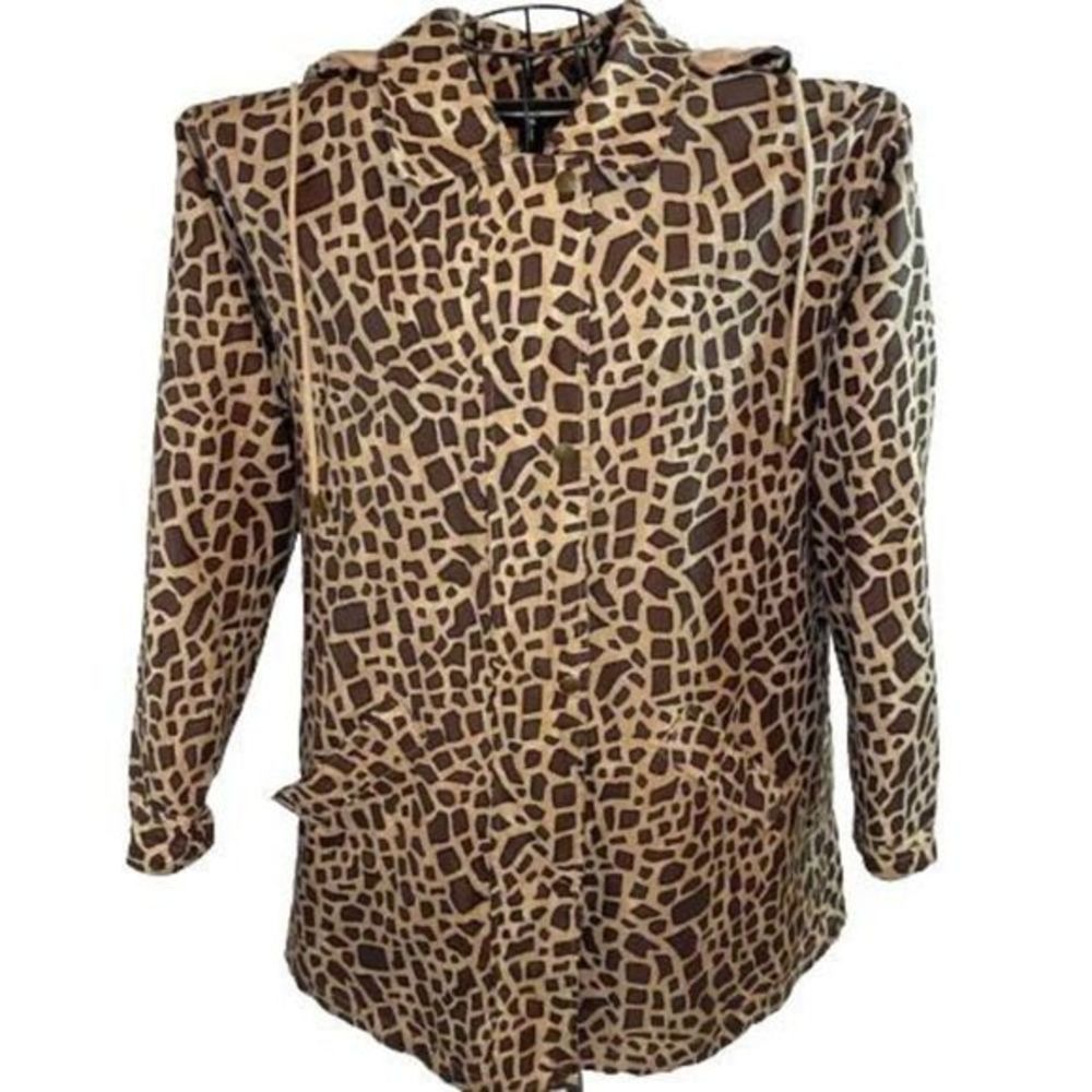 Dennis Basso Silk Giraffe Print Jacket | Size XL